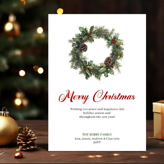 Festive Pine Wreath Christmas Greeting Digital Feestdagenkaart