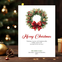 Festive Pine Wreath Christmas Greeting Printable Feestdagenkaart