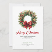 Festive Pine Wreath Christmas Greeting Printable Feestdagenkaart (Voorkant)