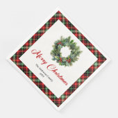 Festive Pine Wreath Christmas Napkins Custom Text Servet (Hoek)