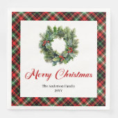 Festive Pine Wreath Christmas Napkins Custom Text Servet (Voorkant)