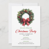 Festive Pine Wreath Christmas Party Editable Card Kaart (Voorkant)