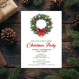 Festive Pine Wreath Christmas Party Invitation Kaart