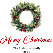 Festive Pine Wreath Watercolor Christmas Napkins Servet