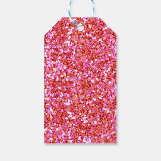 Festive Pink and Red Glitter Gift Labels Cadeaulabel (Achterkant)