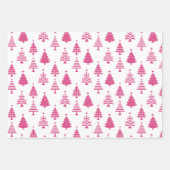 Festive Pink and White Christmas Tree Pattern Inpakpapier Vel (Voorkant 2)