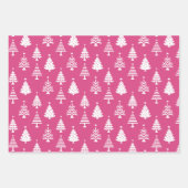 Festive Pink and White Christmas Tree Pattern Inpakpapier Vel (Voorkant)