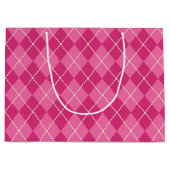 Festive Pink Argyle Gift Bag Large Cadeautasje (Voorkant)