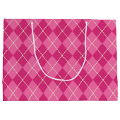 Festive Pink Argyle Gift Bag Large Cadeautasje (Achterkant)