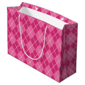 Festive Pink Argyle Gift Bag Large Cadeautasje (Achterkant Gekanteld)