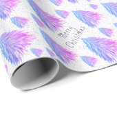 Festive Pink Blue Kerstmis Waterverf Cadeaupapier (Rol Hoek)