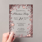 Festive Pink Celebration Baubles Christmas Party  Acryl Uitnodigingen (Insitu (Draagbaar))