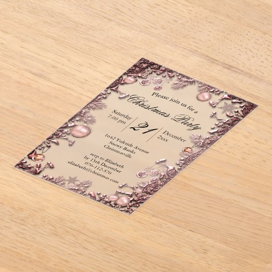 Festive Pink Celebration Baubles Christmas Party  Acryl Uitnodigingen (Laagn)