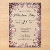 Festive Pink Celebration Baubles Christmas Party  Acryl Uitnodigingen (Voorkant)