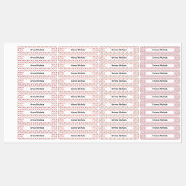 Festive Pink Christmas Patterns Name Labels