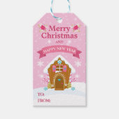 Festive Pink Gingerbrood kerst Cadeaulabel (Voorkant)