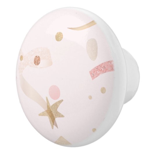 Festive Pink & Gold Pattern Keramische Knop (Rechts)