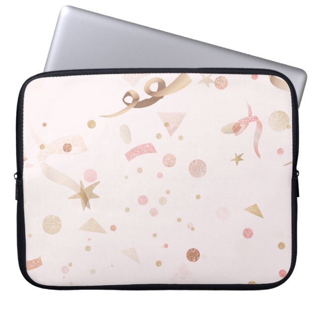 Festive Pink & Gold Pattern Laptop Sleeve (Voorkant)