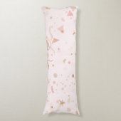 Festive Pink & Gold Pattern Lichaamskussen (Voorkant Verticaal)