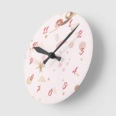 Festive Pink & Gold Pattern Ronde Klok (Hoek)