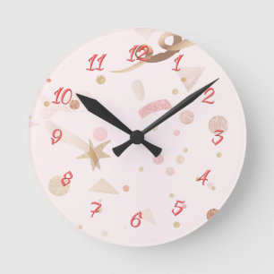 Festive Pink & Gold Pattern Ronde Klok