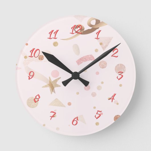 Festive Pink & Gold Pattern Ronde Klok (Voorkant)