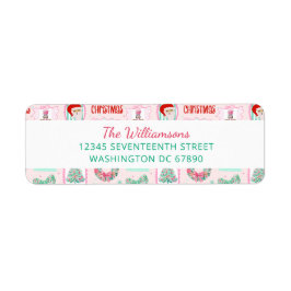 Festive Pink & Green Nutcracker Custom Christmas  Etiket