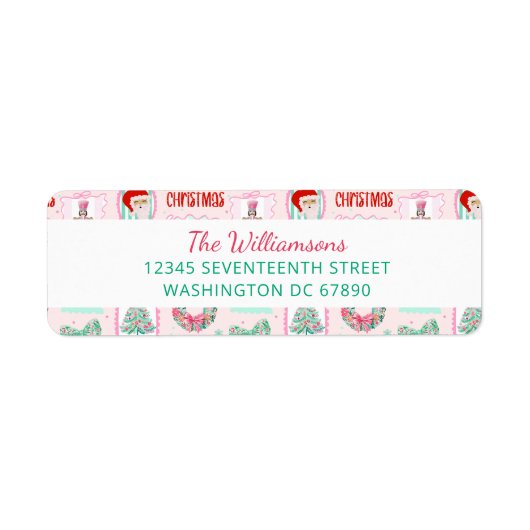 Festive Pink & Green Nutcracker Custom Christmas Etiket (Voorkant)