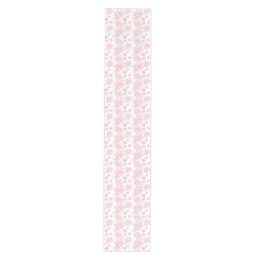 Festive Pink Grey sneeuwvlok betegeld patroon Medium Tafelloper (Voorkant)