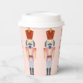 Festive Pink Holiday Nutcracker Paper cup Papieren Bekers (Links)