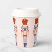 Festive Pink Holiday Nutcracker Paper cup Papieren Bekers (Achterkant)