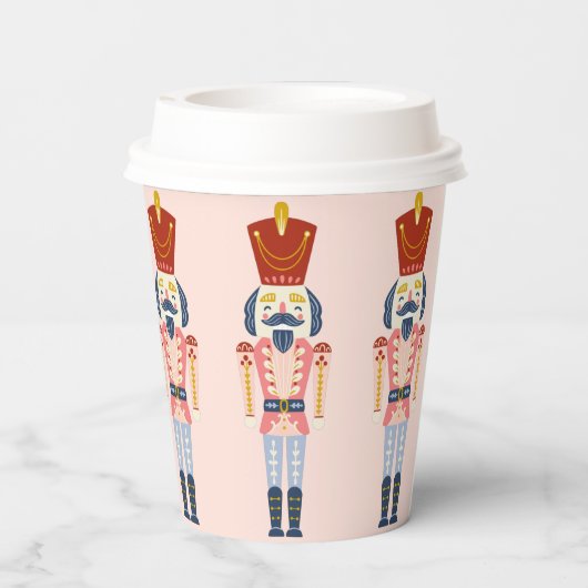 Festive Pink Holiday Nutcracker Paper cup Papieren Bekers (Achterkant)