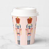 Festive Pink Holiday Nutcracker Paper cup Papieren Bekers (Rechts)