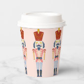 Festive Pink Holiday Nutcracker Paper cup Papieren Bekers (Voorkant)