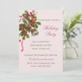 Festive Pink Holly and Silver Bells Kerstmis Kaart (Staand voorkant)