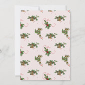 Festive Pink Holly and Silver Bells Kerstmis Kaart (Achterkant)