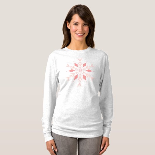 Festive Pink Joy Snowflake T-shirt (Voorkant volledig)