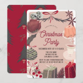 Festive Pink Kerstfeestdag Dinner Party Kaart (Voorkant / Achterkant)
