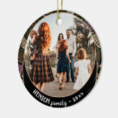 Festive Pink one line art kerstfamilie Foto Keramisch Ornament (Links)