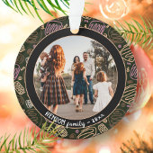 Festive Pink one line art kerstfamilie Foto Ornament