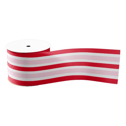 Festive Pink Red Stripes Christmas Grosgrain Lint (Spoel)