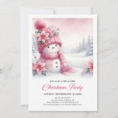 Festive Pink Snowman Kids Christmas Invite Digital Kaart (Voorkant)