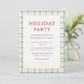 Festive Plaid Holiday Party Invitation Kaart (Staand voorkant)