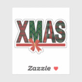 Festive Plaid XMAS Red Bow Sticker (Vel)