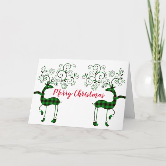 Festive Pned Reindeer Holiday Card Feestdagen Kaart (Voorkant)