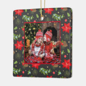 Festive Poinsettia and Berries Christmas Keramisch Ornament (Links)