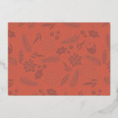 Festive Poinsettia Berry Navy Folie Holiday Kaart (Achterkant)