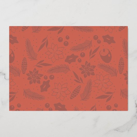 Festive Poinsettia Berry Navy Folie Holiday Kaart (Achterkant)