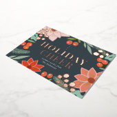 Festive Poinsettia Berry Navy Folie Holiday Kaart (Gedraaid)