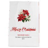 Festive Poinsettia Bouquet Botanical Christmas Bag Medium Cadeauzakje (Achterkant)